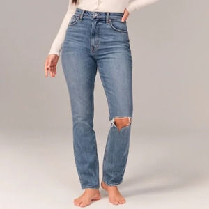 Abercrombie The Ankle Straight Ultra High Rise Jean-10 Long